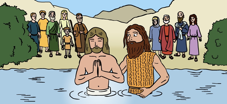 The baptism of Jesus: the heavens opened and the Holy Spirit came down